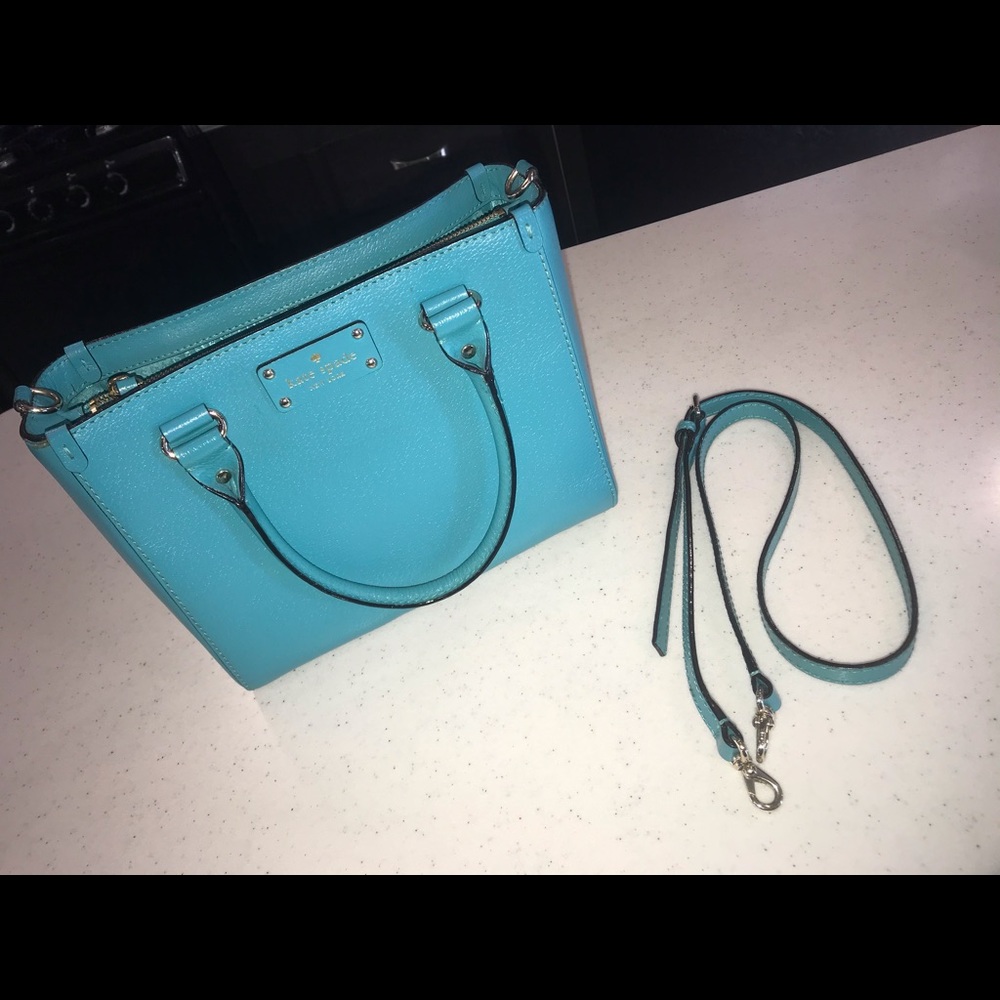 Kate space turquoise leather satchel